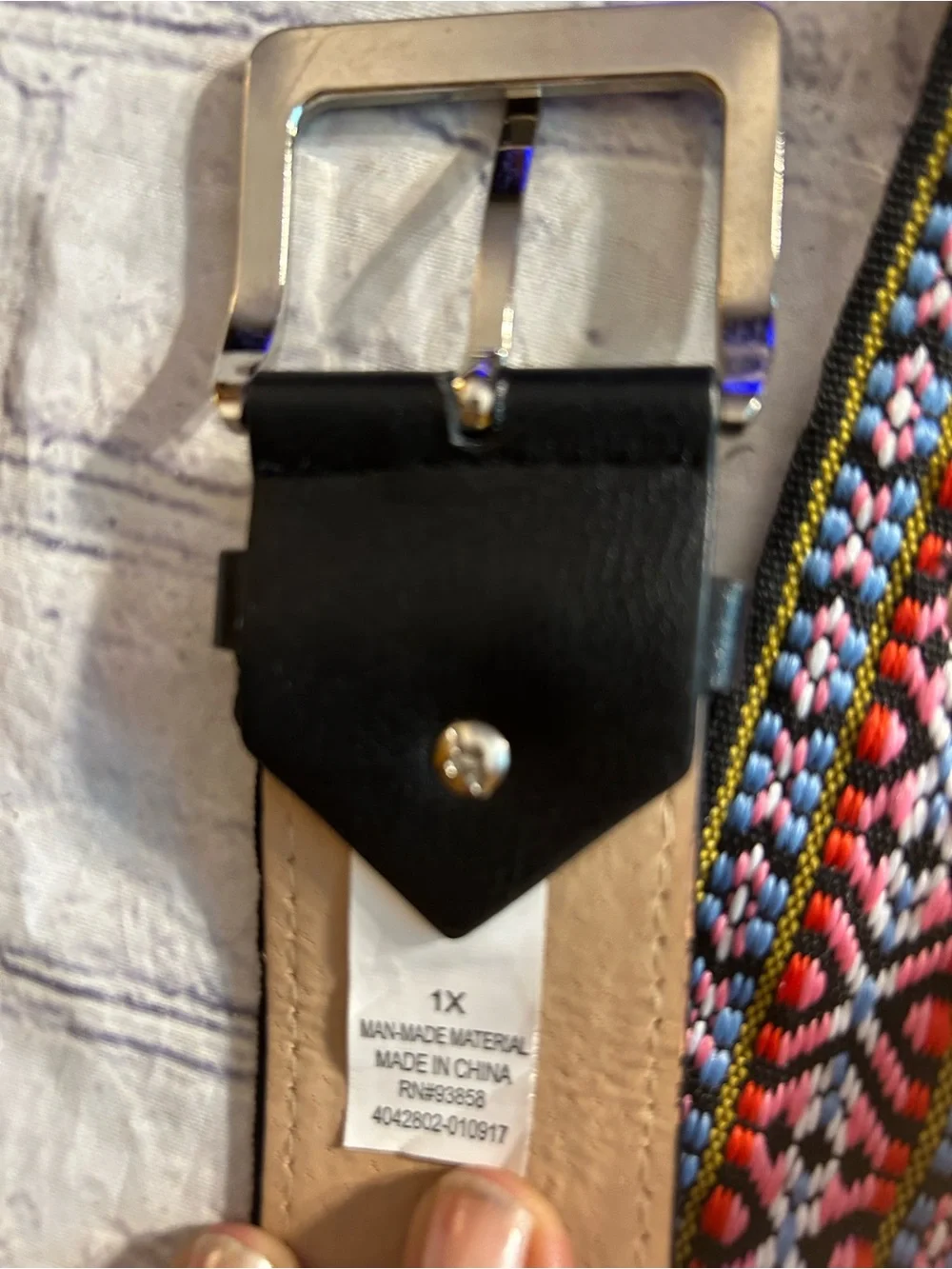 BOHO AZTEC WESTERN MULTI COLORED FABRIC VEGAN BLACK & BROWN (2) BELTS SIZE 1X